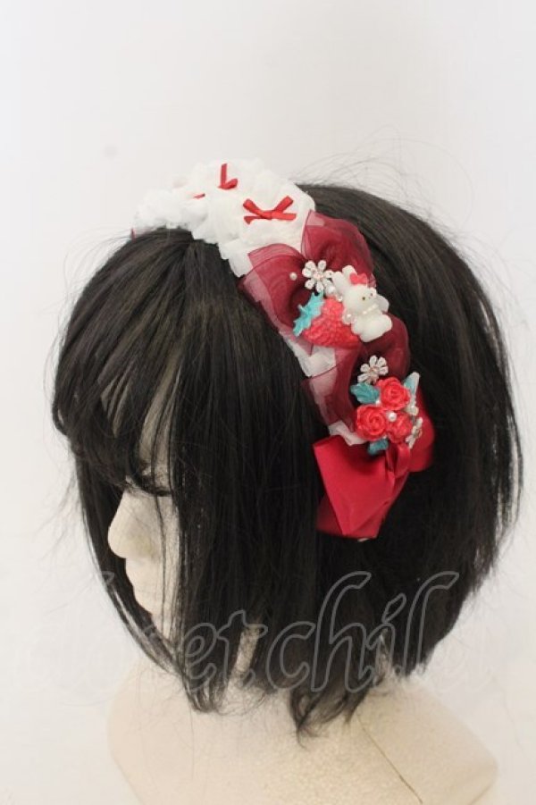 画像1: Haku Healing / 多リボンカチューシャ  シロ×アカ×　ローズ・うざぎ O-26-01-09-007-0-AC-IG-ZT0111D (1)