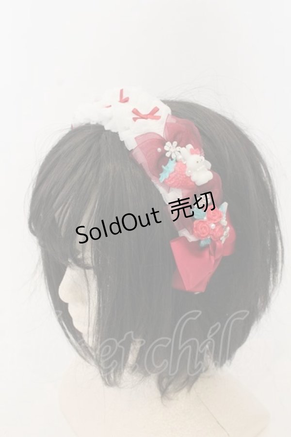 画像1: Haku Healing / 多リボンカチューシャ  シロ×アカ×　ローズ・うざぎ O-26-01-09-007-0-AC-IG-ZT421 (1)