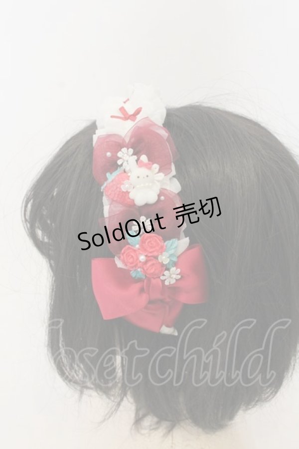 画像2: Haku Healing / 多リボンカチューシャ  シロ×アカ×　ローズ・うざぎ O-26-01-09-007-0-AC-IG-ZT421 (2)