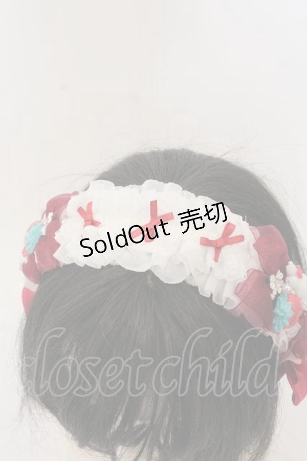 画像4: Haku Healing / 多リボンカチューシャ  シロ×アカ×　ローズ・うざぎ O-26-01-09-007-0-AC-IG-ZT421 (4)