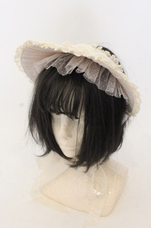 画像1: 妹科手作工作屋 / ドットチュールハーフボンネット  アイボリー O-26-01-09-008-0-AC-IG-ZT0111D (1)