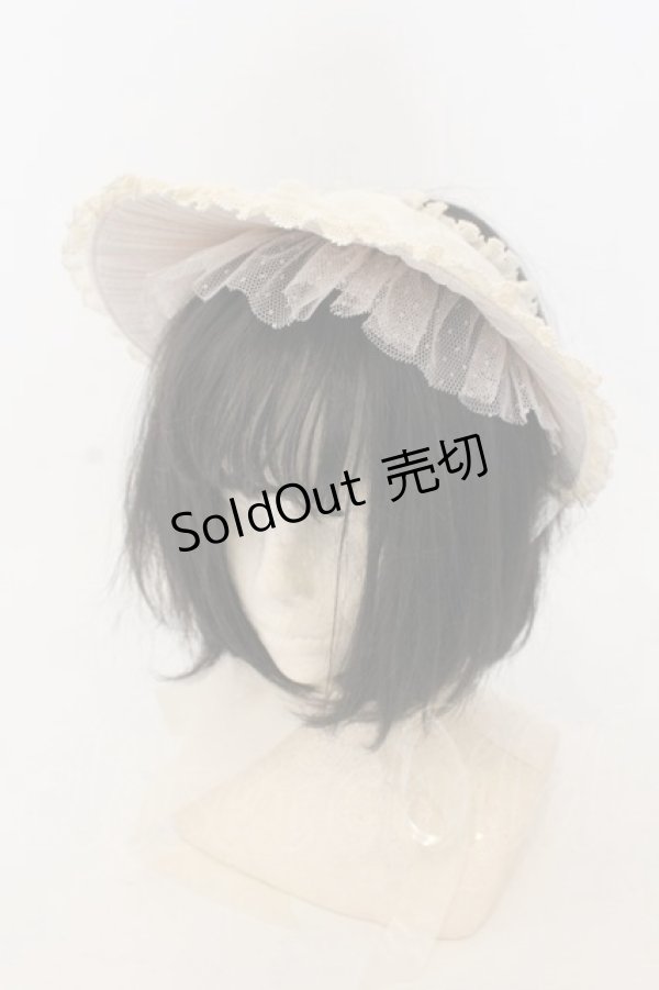 画像1: 妹科手作工作屋 / ドットチュールハーフボンネット  アイボリー O-26-01-09-008-0-AC-IG-ZT421 (1)