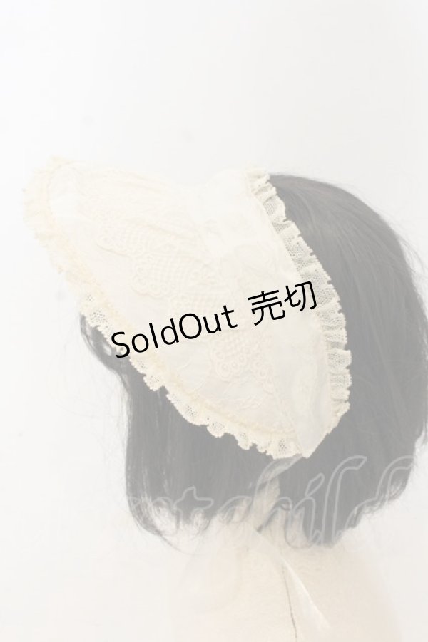 画像2: 妹科手作工作屋 / ドットチュールハーフボンネット  アイボリー O-26-01-09-008-0-AC-IG-ZT421 (2)
