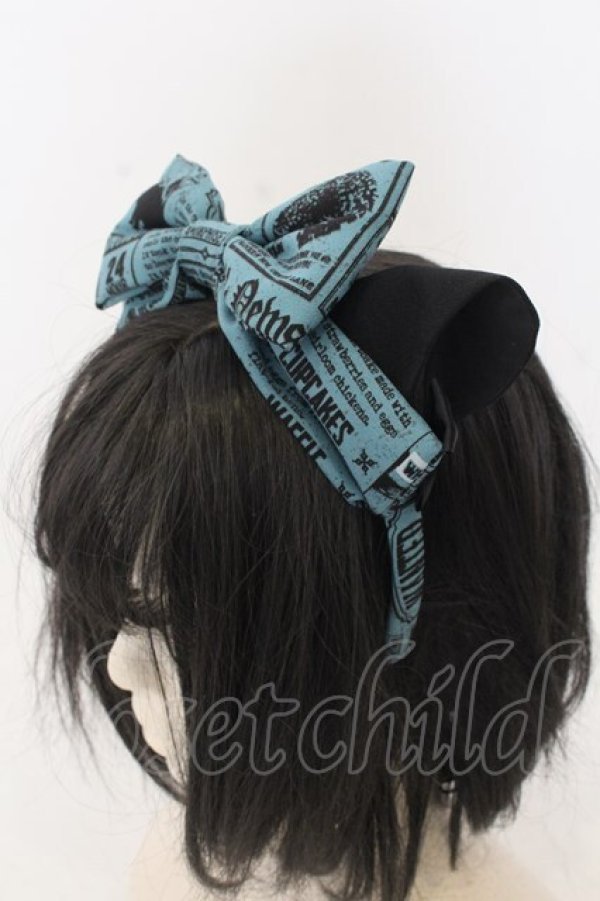 画像2: metamorphose / いたずら黒猫Wanted！ネコミミ付きリボンカチューシャ  グリーン O-26-01-09-011-ME-AC-IG-ZT0111D (2)