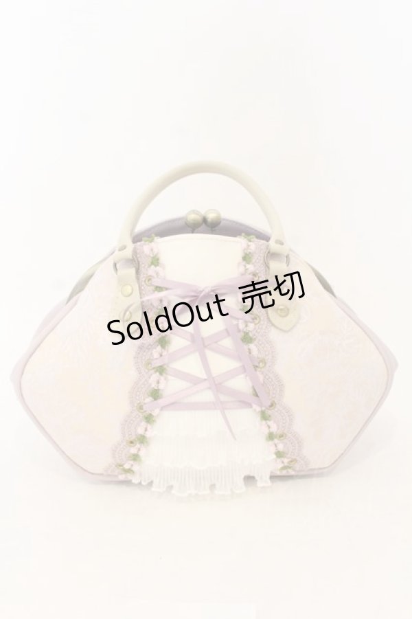 画像1: limboussole / ピンクフラワージャガードのティアードコルセットバルトゥリバッグ  ピンクラベンダー O-26-01-09-003-0-BG-IG-OS (1)