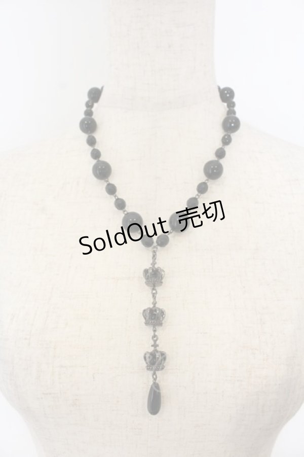 画像1: BPN / 連クラウンビーズネックレス  ブラック×ガンメタ O-26-01-09-028-GO-AC-IG-OS (1)