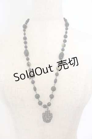 画像: BPN / クラウンビーズネックレス  ブラック×ガンメタ O-26-01-09-029-GO-AC-IG-OS