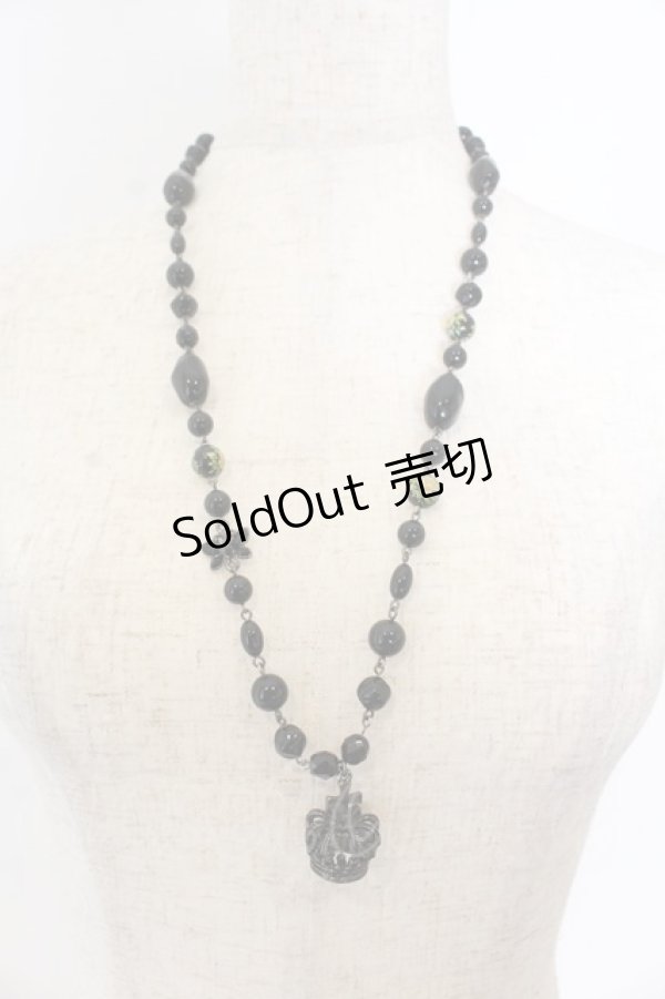 画像1: BPN / クラウンビーズネックレス  ブラック×ガンメタ O-26-01-09-029-GO-AC-IG-OS (1)