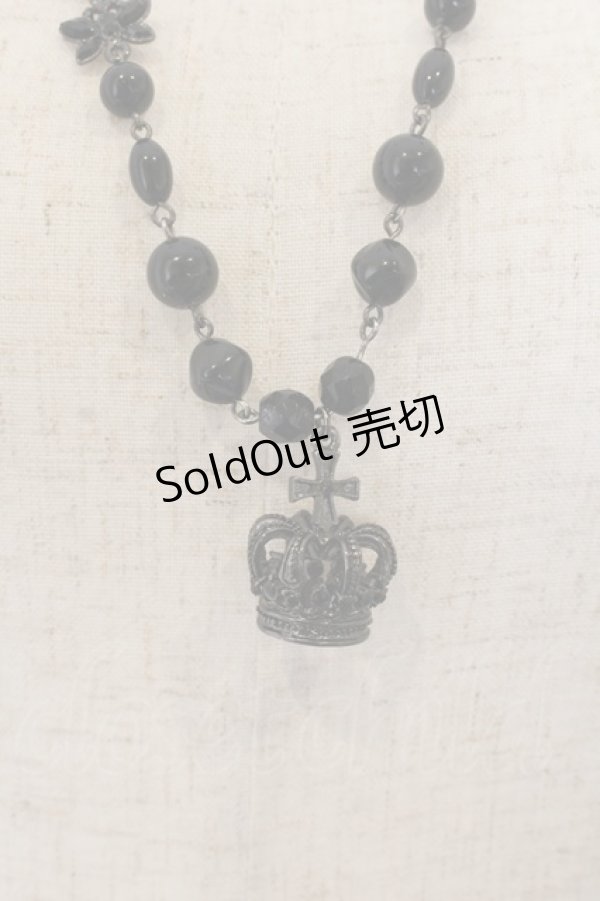 画像2: BPN / クラウンビーズネックレス  ブラック×ガンメタ O-26-01-09-029-GO-AC-IG-OS (2)