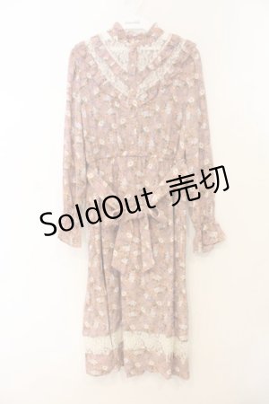 画像: axes femme / フリル花柄ロングワンピース M ピンク O-26-01-10-029-AX-OP-OW-OS