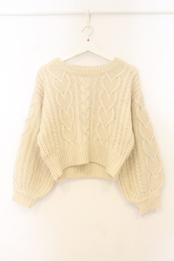 画像1: F&A / バックはしごリボンケーブルニットプルオーバー  アイボリー O-26-01-10-031-LO-TO-IG-OS (1)