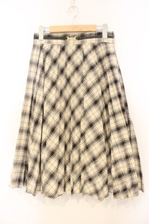 画像: Fi.n.t / ダブルビット使いチェックプリーツスカート  アイボリー O-26-01-10-036-CA-SK-IG-ZT176