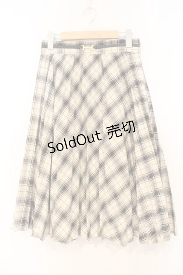 画像1: Fi.n.t / ダブルビット使いチェックプリーツスカート  アイボリー O-26-01-10-036-CA-SK-IG-ZT176 (1)