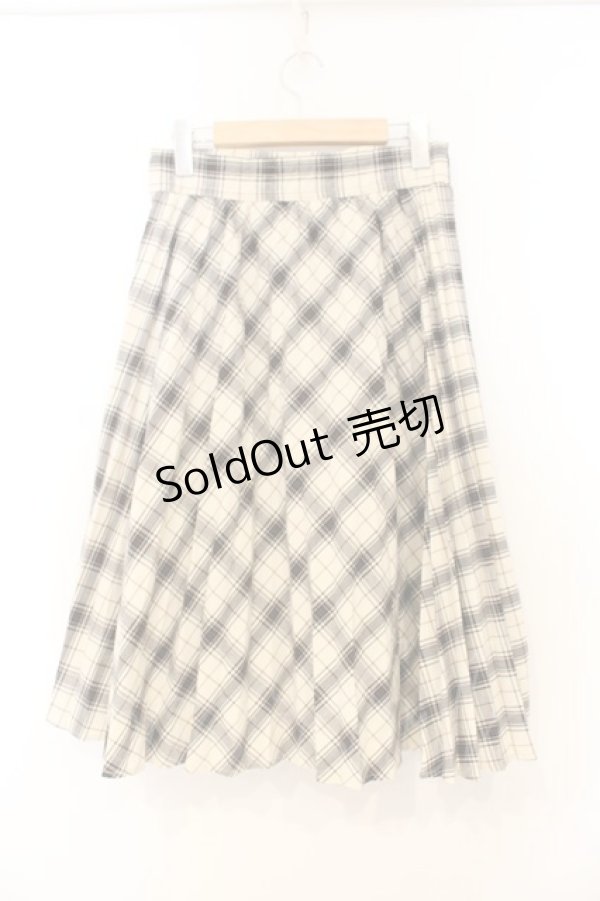 画像2: Fi.n.t / ダブルビット使いチェックプリーツスカート  アイボリー O-26-01-10-036-CA-SK-IG-ZT176 (2)