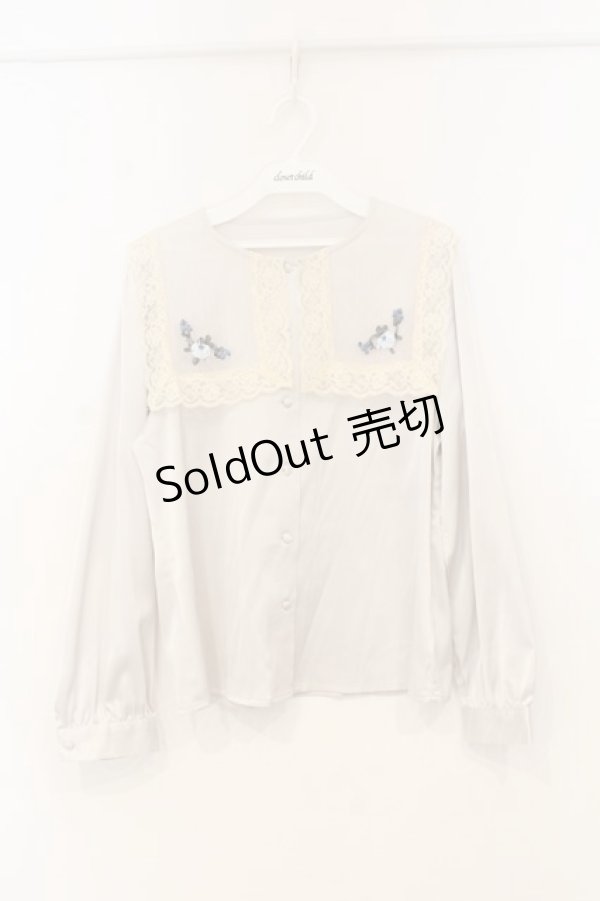 画像1: an another angelus / リボン刺繍ビッグカラーブラウス  生成り O-26-01-10-039-CA-BL-IG-ZT537 (1)