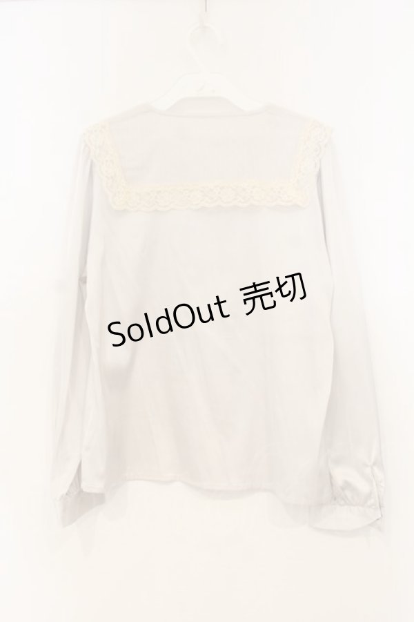 画像2: an another angelus / リボン刺繍ビッグカラーブラウス  生成り O-26-01-10-039-CA-BL-IG-ZT537 (2)