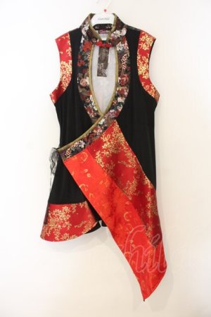 画像: Qutie Frash / 胸開きチャイナチュニック  レッド O-26-01-10-004-QU-OP-YM-OS