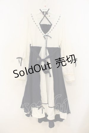 画像: Favorite / はしごレースとリボンのFishTailワンピース M~L ネイビー×シロ O-26-01-10-051-LO-OP-OW-OS