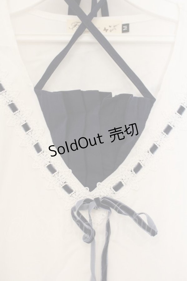 画像2: Favorite / はしごレースとリボンのFishTailワンピース M~L ネイビー×シロ O-26-01-10-051-LO-OP-OW-OS (2)