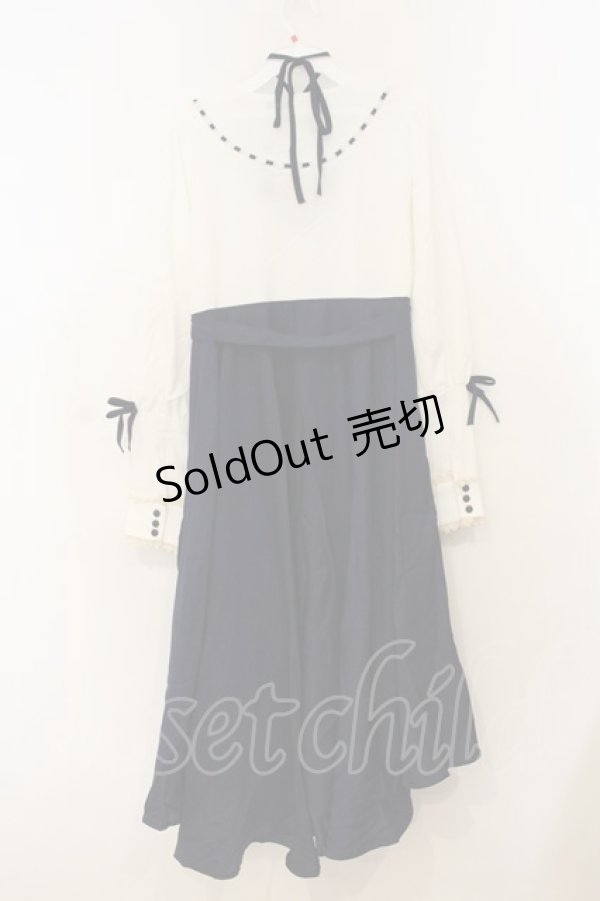 画像3: Favorite / はしごレースとリボンのFishTailワンピース M~L ネイビー×シロ O-26-01-10-051-LO-OP-OW-OS (3)
