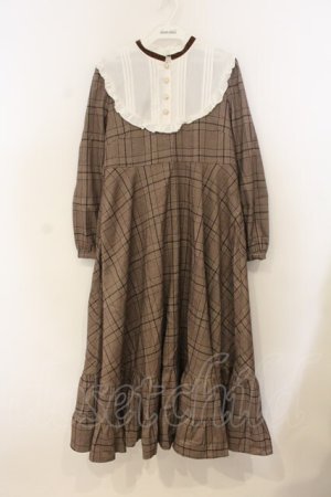 画像: Favorite / 優雅なグレンチェックで仕立てたシスターワンピース M~L ブラウン O-26-01-10-052-LO-OP-OW-ZT552