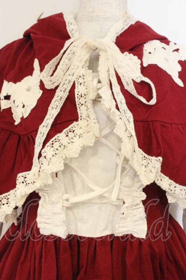 画像2: Favorite / 赤ずきんとおおかみの童話ワンピースセット M~L ワイン×シロ O-26-01-10-053-LO-OP-OW-OS (2)