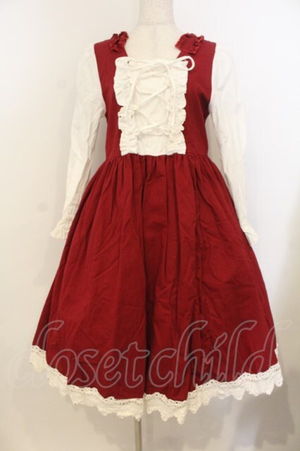 画像4: Favorite / 赤ずきんとおおかみの童話ワンピースセット M~L ワイン×シロ O-26-01-10-053-LO-OP-OW-OS (4)