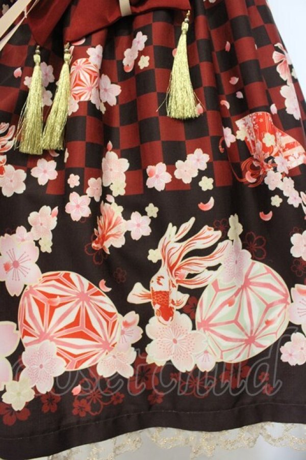 画像3: Doll Paradise / 手毬＆金魚和風プリントジャンパースカート M アカ O-26-01-10-054-LO-OP-OW-OS (3)