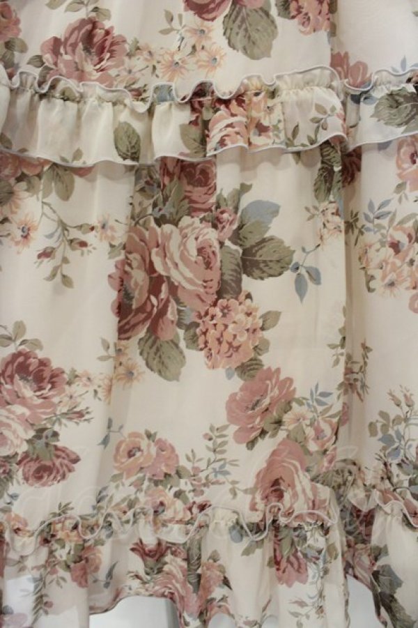 画像3: Innocent World / ローズシフォン丸衿ドレス M ピンクｘボルドー O-26-01-10-057-IW-OP-YM-OS (3)