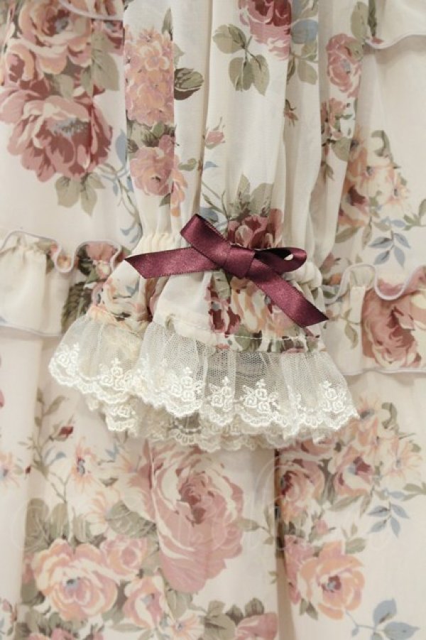 画像5: Innocent World / ローズシフォン丸衿ドレス M ピンクｘボルドー O-26-01-10-057-IW-OP-YM-OS (5)