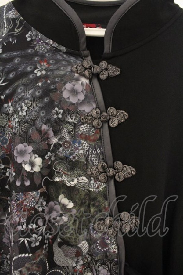 画像2: Qutie Frash / チャイナ着物袖カットソー  ブラック O-26-01-10-001-QU-TO-YM-OS (2)