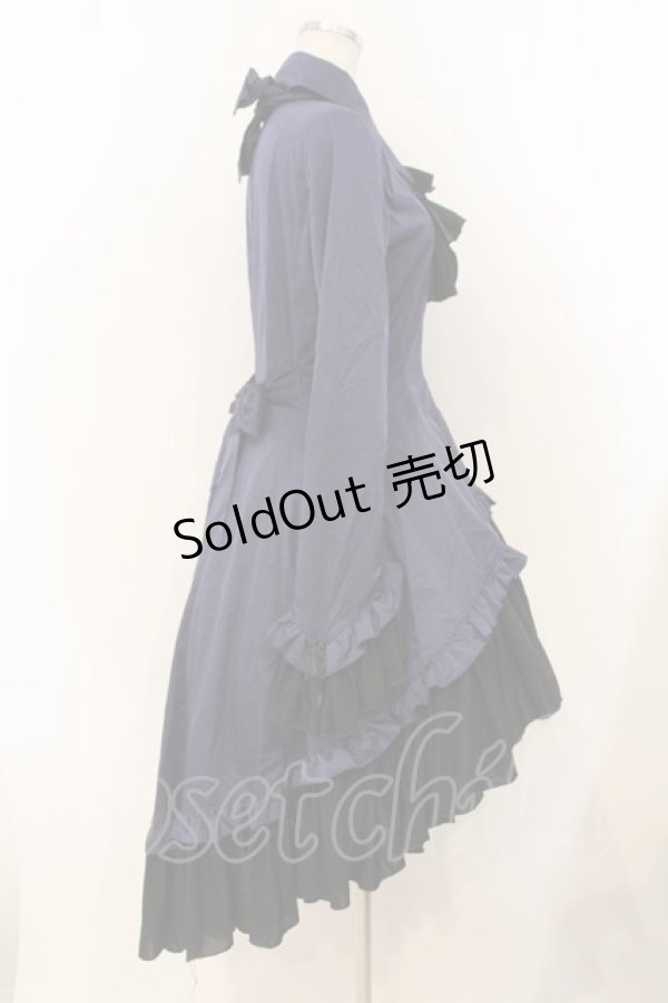 画像3: MARBLE / ゴシック調ダイヤカットタイ付きブラウス型ワンピース  ネイビー O-26-01-10-063-GO-OP-OW-OS (3)