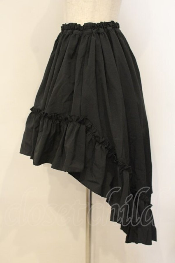 画像2: MARBLE / 前短・後長ロングスカート  ブラック O-26-01-10-066-GO-SK-OW-OS (2)