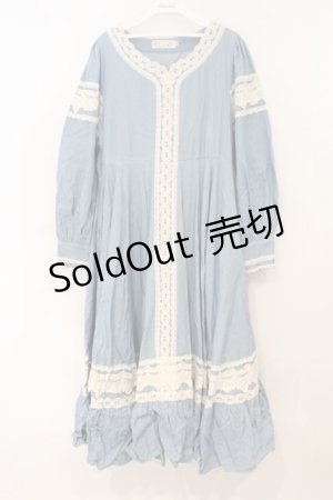 画像: Favorite / レース配色ワンピース M~L サックス O-26-01-10-073-LO-OP-OW-ZT552