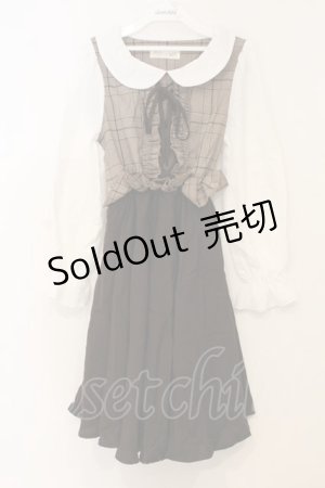 画像: Favorite / 丸襟チェックワンピース M~L ブラウン O-26-01-10-076-LO-OP-OW-OS