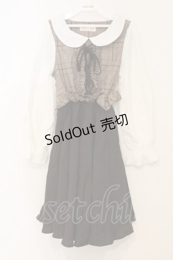 画像1: Favorite / 丸襟チェックワンピース M~L ブラウン O-26-01-10-076-LO-OP-OW-OS (1)