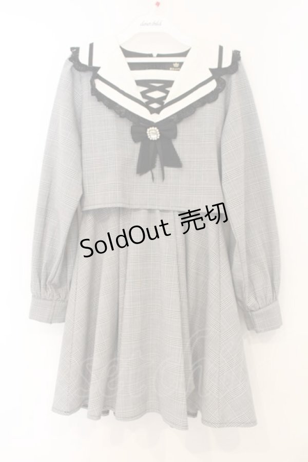 画像1: Rojita / セーラーカラービジュリボン付ワンピース  グレー O-26-01-10-078-LO-OP-OW-OS (1)