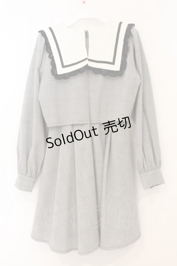 画像3: Rojita / セーラーカラービジュリボン付ワンピース  グレー O-26-01-10-078-LO-OP-OW-OS (3)