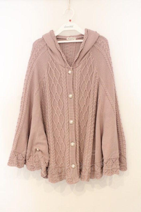 画像1: axes femme / ケーブルニットポンチョ  ピンク O-26-01-10-082-AX-JA-IG-OS (1)