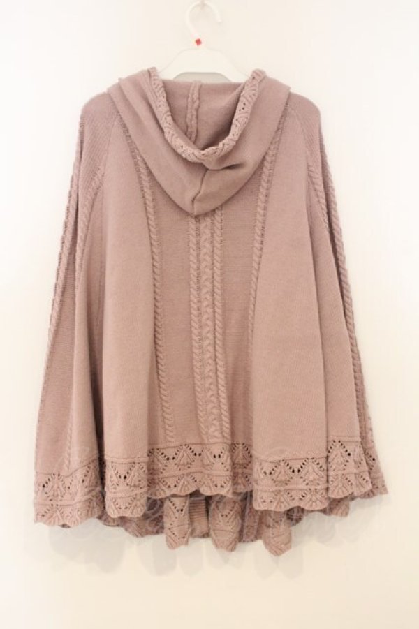 画像2: axes femme / ケーブルニットポンチョ  ピンク O-26-01-10-082-AX-JA-IG-OS (2)