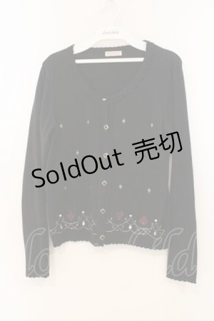 画像: axes femme / トランプ刺繍カーディガン M クロ O-26-01-10-085-AX-TO-IG-OS