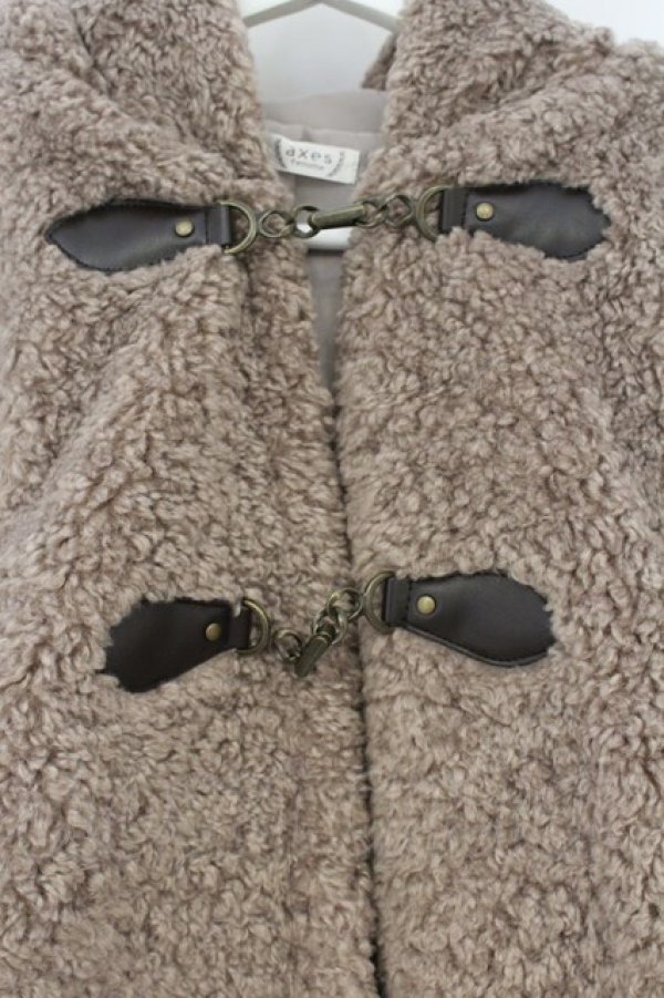 画像2: axes femme / カーリーボアケープポンチョ M ブラウン O-26-01-10-086-AX-CO-IG-OS (2)