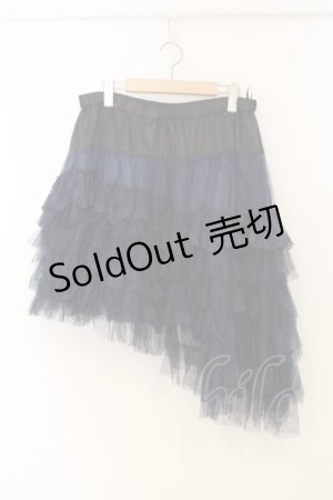 画像: BPN / チュールアシメスカート M ブラック×ブルー O-26-01-10-089-GO-SK-IG-OS