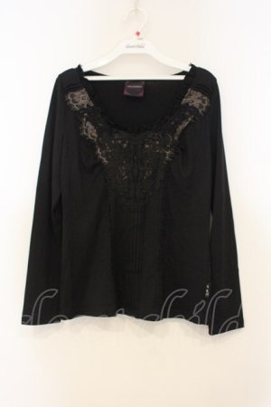 画像: OZZ ANGELO / レース配色カットソー  ブラック O-26-01-10-011-OO-TO-OW-OS