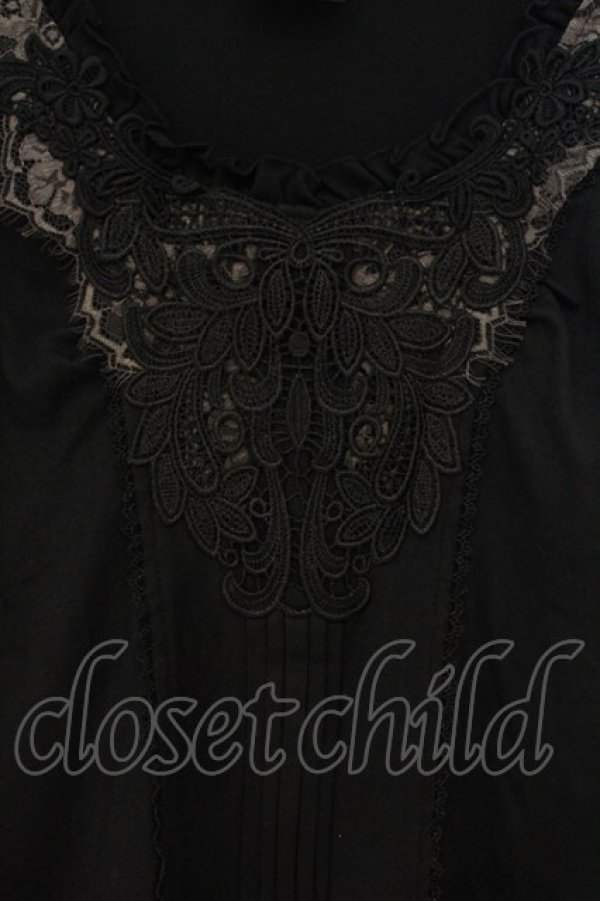 画像2: OZZ ANGELO / レース配色カットソー  ブラック O-26-01-10-011-OO-TO-OW-OS (2)