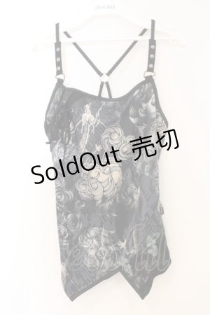 画像: Ozz Croce / 和柄レースアップキャミソール  グリーン系 O-26-01-10-014-OO-TO-OW-OS