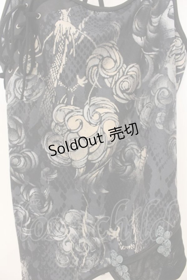 画像2: Ozz Croce / 和柄レースアップキャミソール  グリーン系 O-26-01-10-014-OO-TO-OW-OS (2)