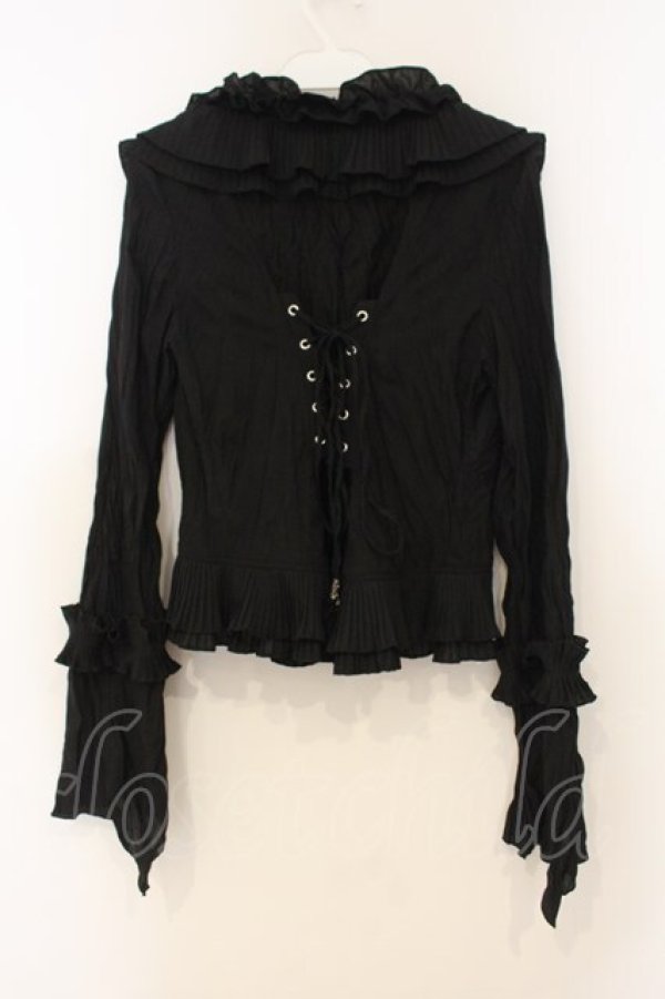 画像3: OZZ ANGELO / プリーツフリルボレロ  ブラック O-26-01-10-015-OO-TO-OW-OS (3)