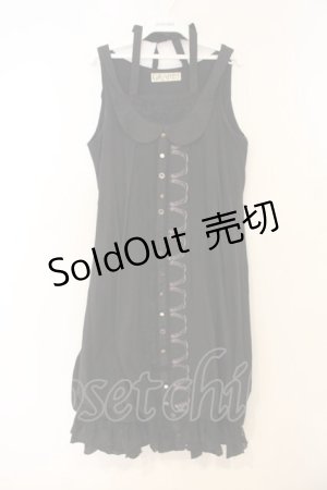 画像: GRAMM / ボタン配色ノースリーブワンピース  ブラック O-26-01-10-023-HN-OP-OW-OS