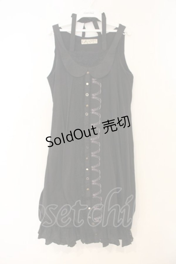 画像1: GRAMM / ボタン配色ノースリーブワンピース  ブラック O-26-01-10-023-HN-OP-OW-OS (1)